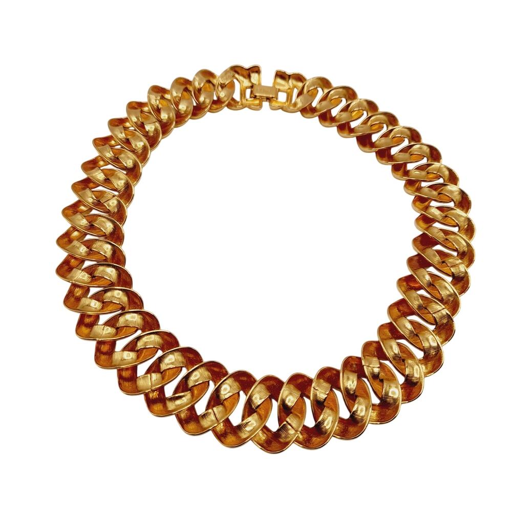 Vintage MONET Gold Plated Chunky Link Necklace 1980s 16 Inch - Picture 8 of 11